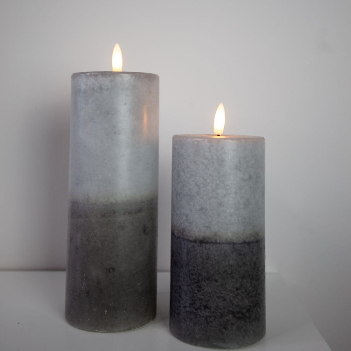 Luxe Collection Natural Glow 3x6 Grey Dipped LED Candle
