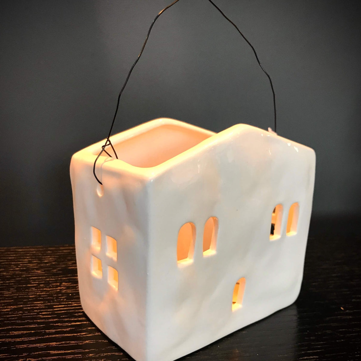 White Ceramic House Tealight Holder