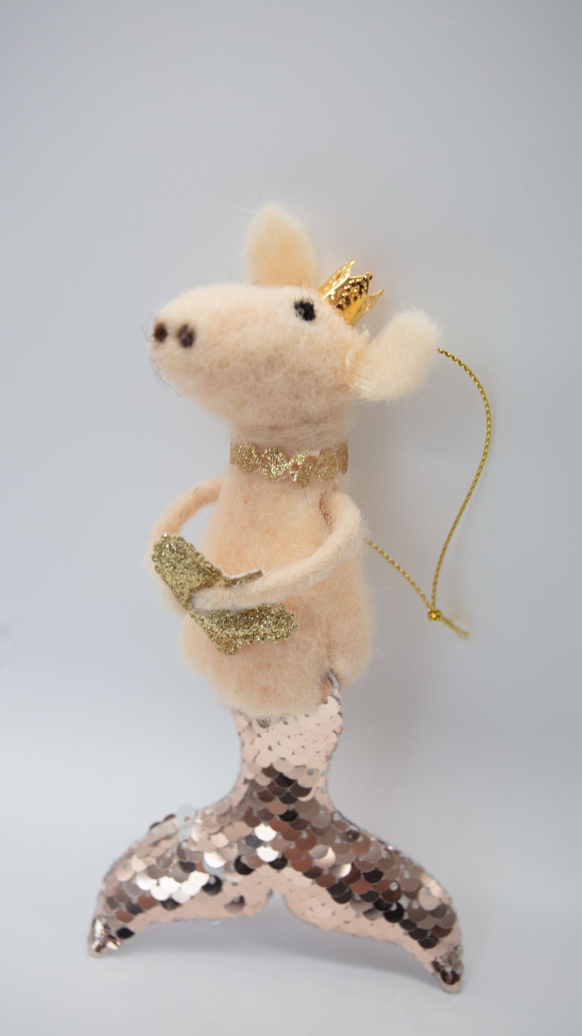 Gold Glittery Pig Mermaid Christmas Tree Decoration