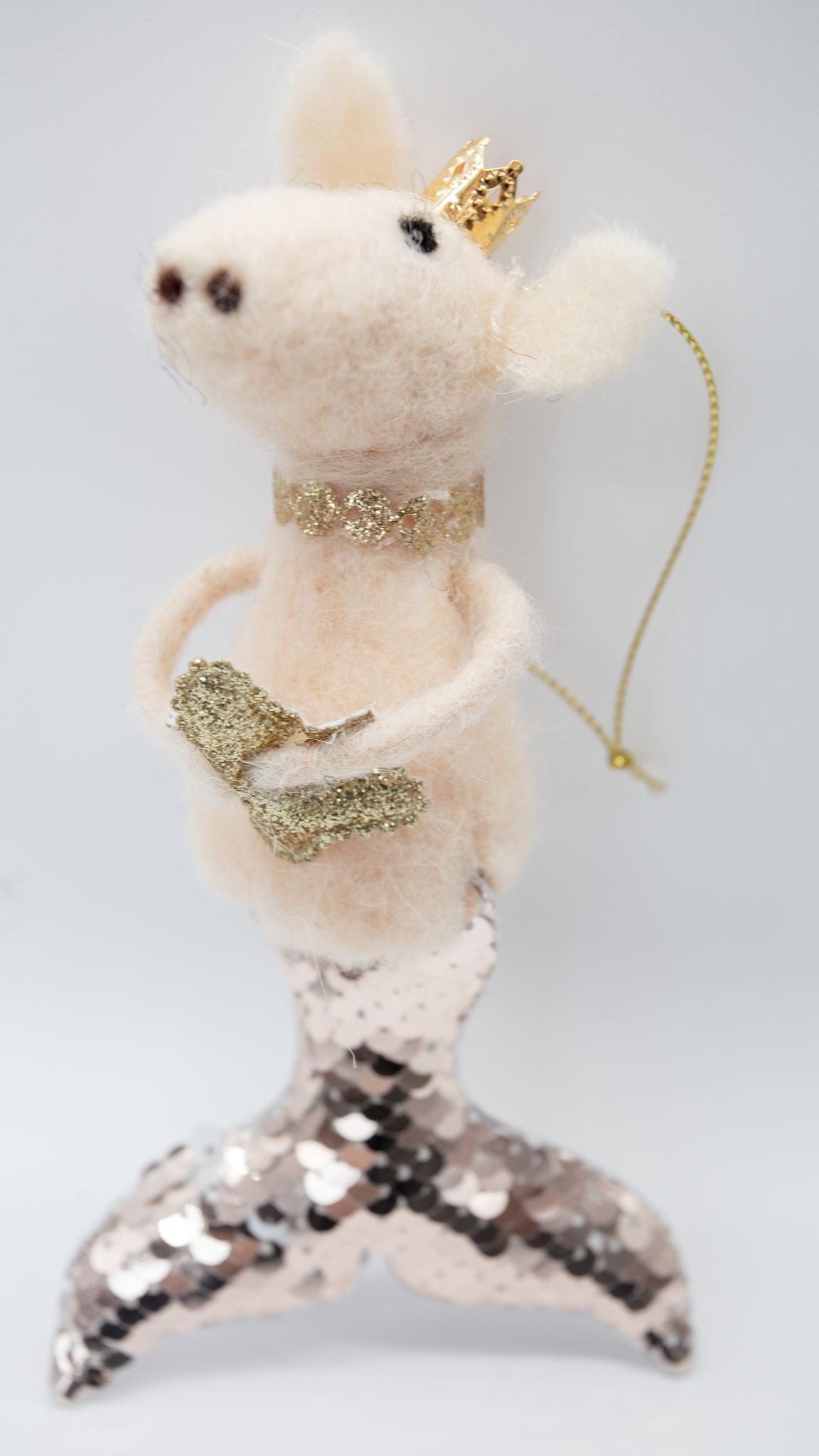 Gold Glittery Pig Mermaid Christmas Tree Decoration