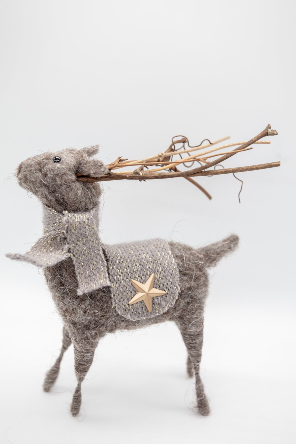 Felt Grey Reindeer Christmas Decoration