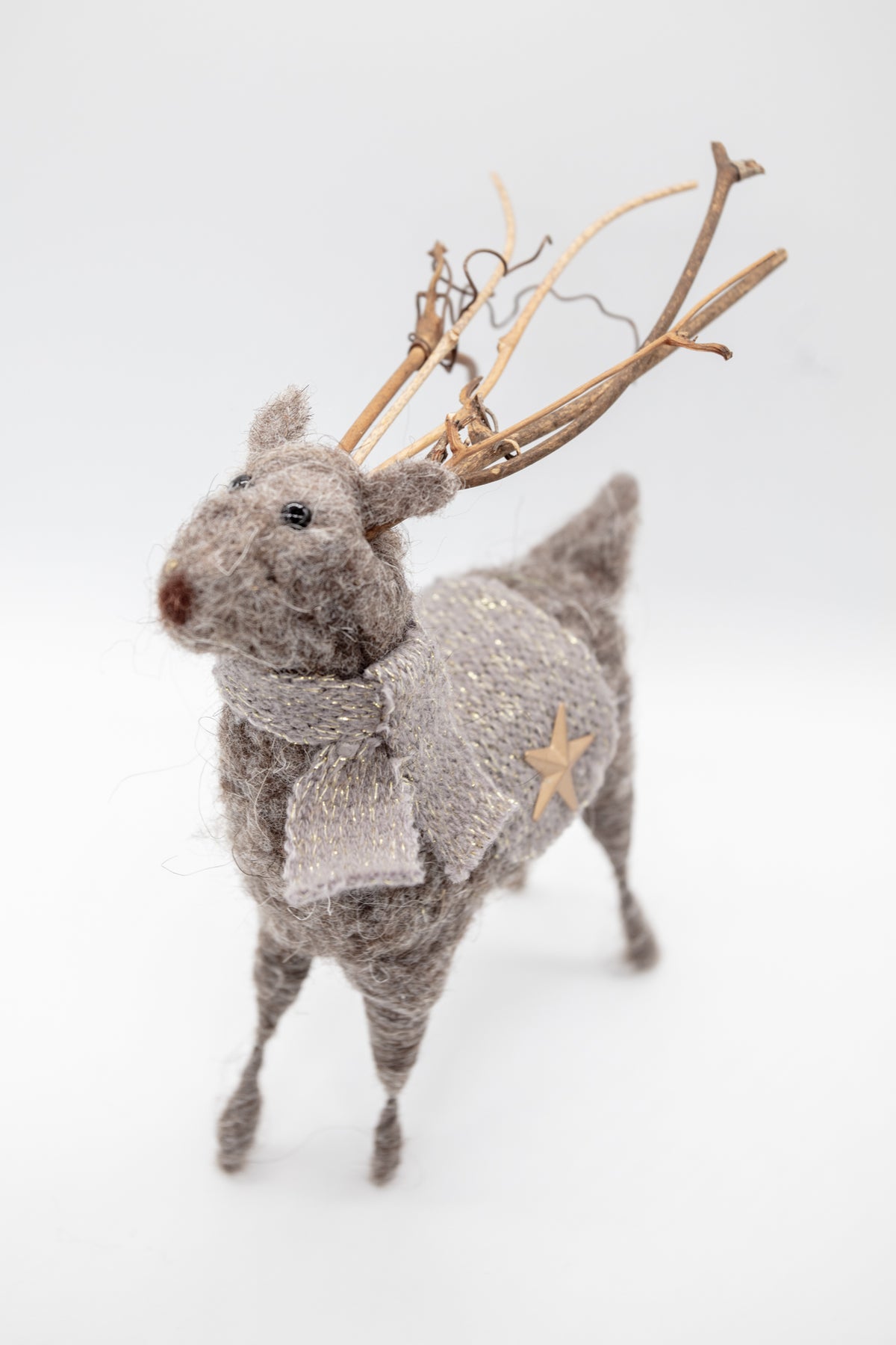 Felt Grey Reindeer Christmas Decoration