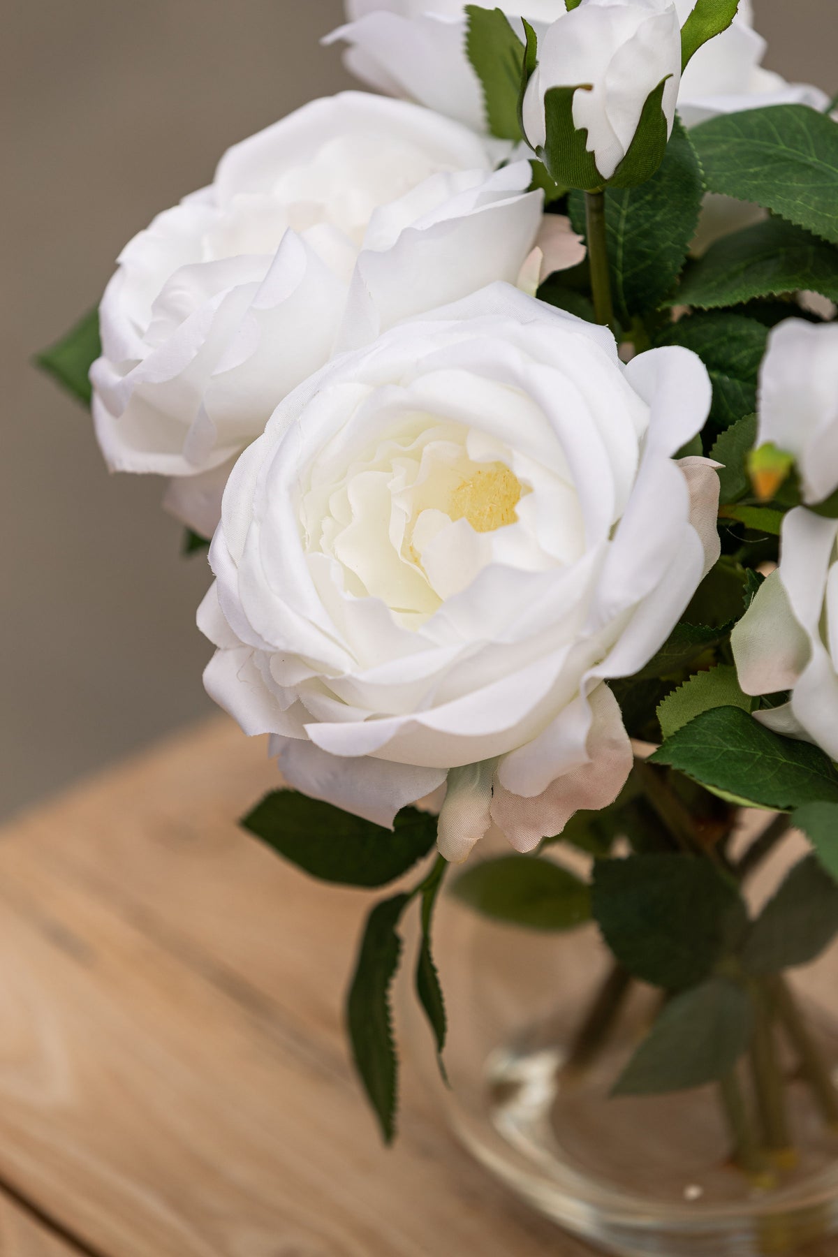 Faux White Rose Arrangement in Vase &amp; Our Signature Hand Poured luxury Aspen Rose Diffuser