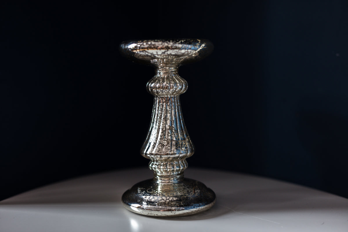 LED Mottled Glass Candle Holder 18cm