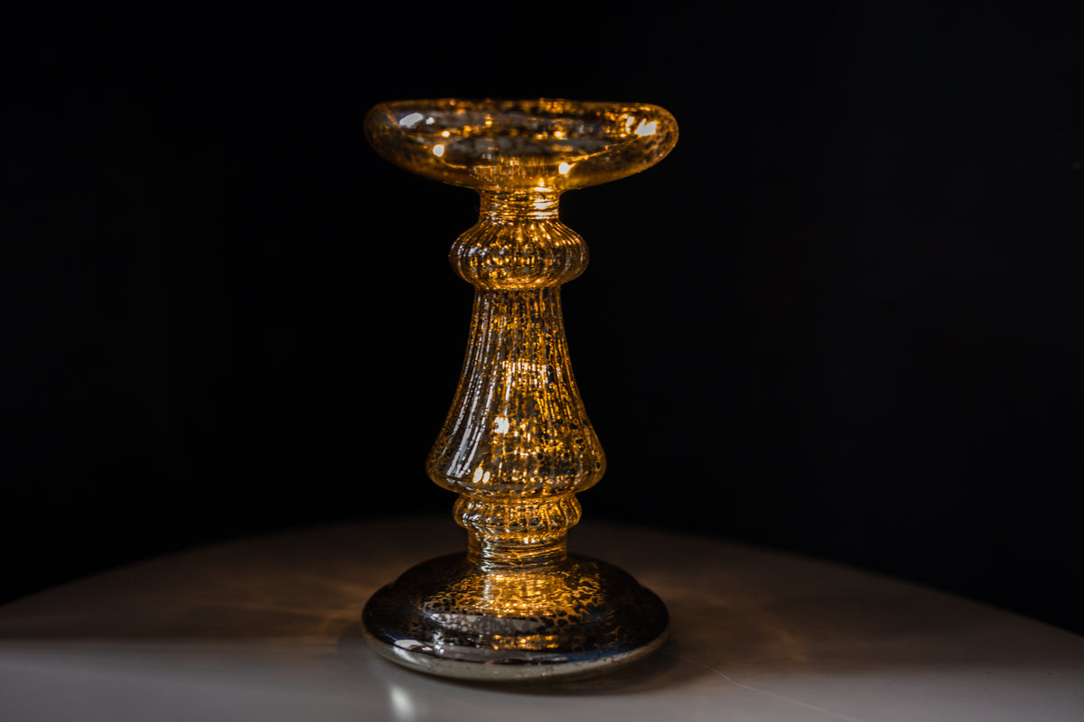 LED Mottled Glass Candle Holder 18cm