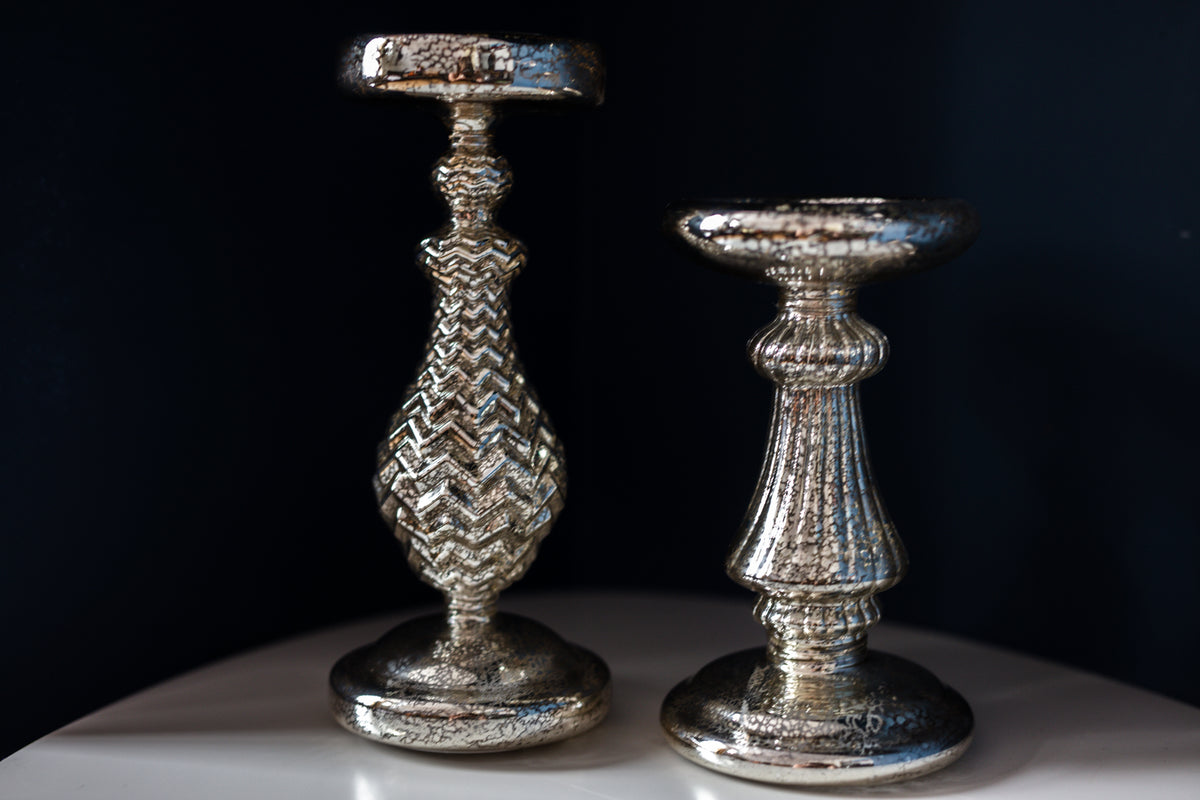 LED Mottled Glass Candle Holder 18cm