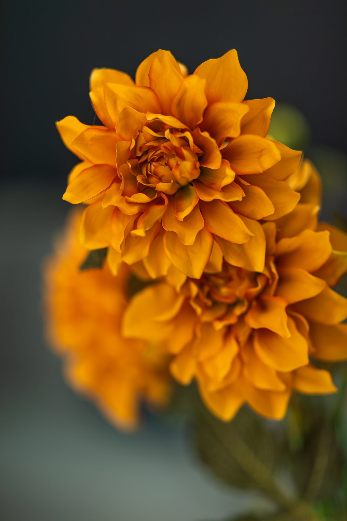 Faux Orange Dahlia Spray &amp; Eucalyptus Arrangement