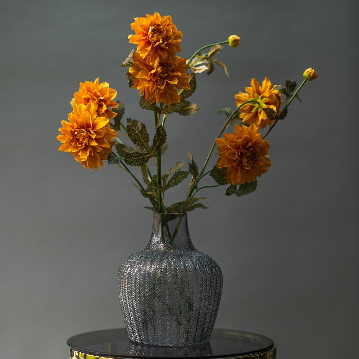 Faux Orange Dahlia Spray Arrangement