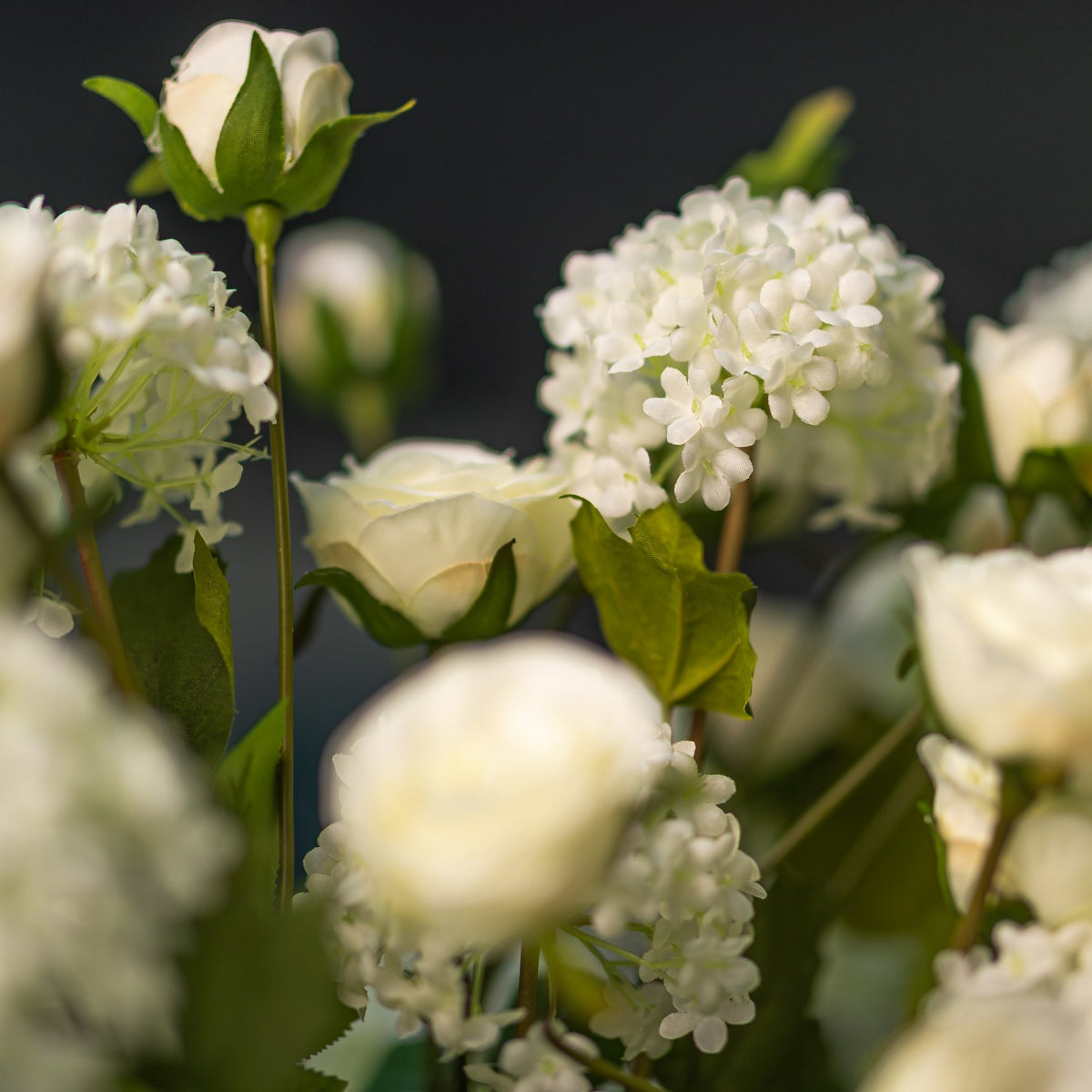 White Viburnum &amp; White Roses arrangement