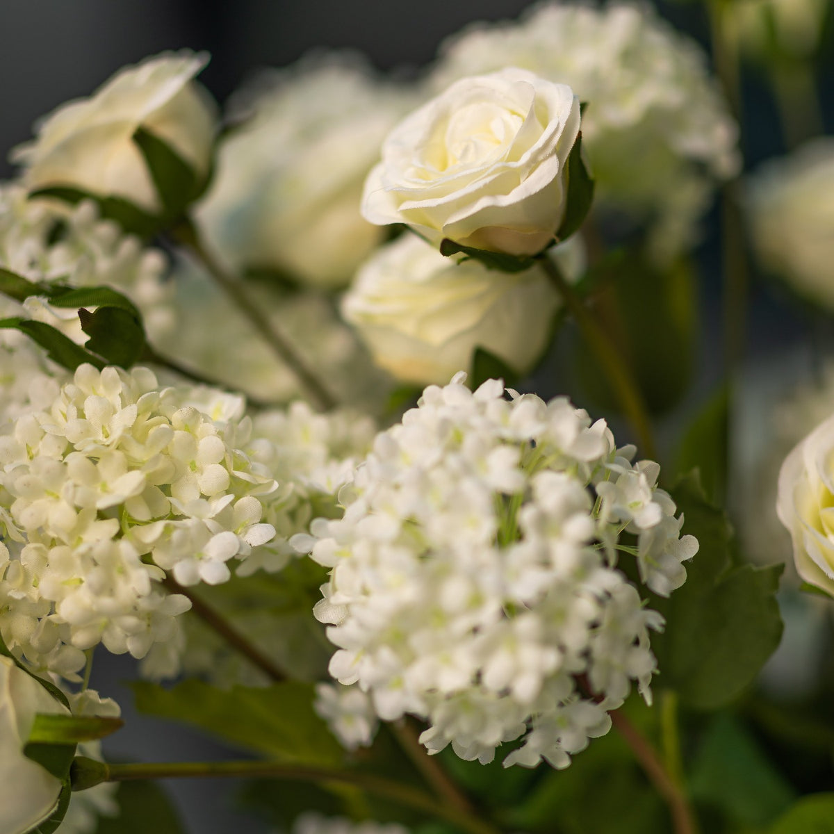 White Viburnum &amp; White Roses arrangement