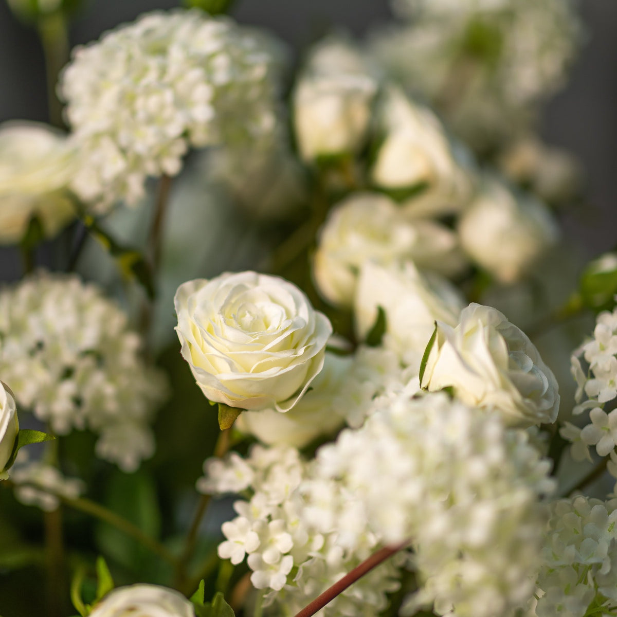 White Viburnum &amp; White Roses arrangement