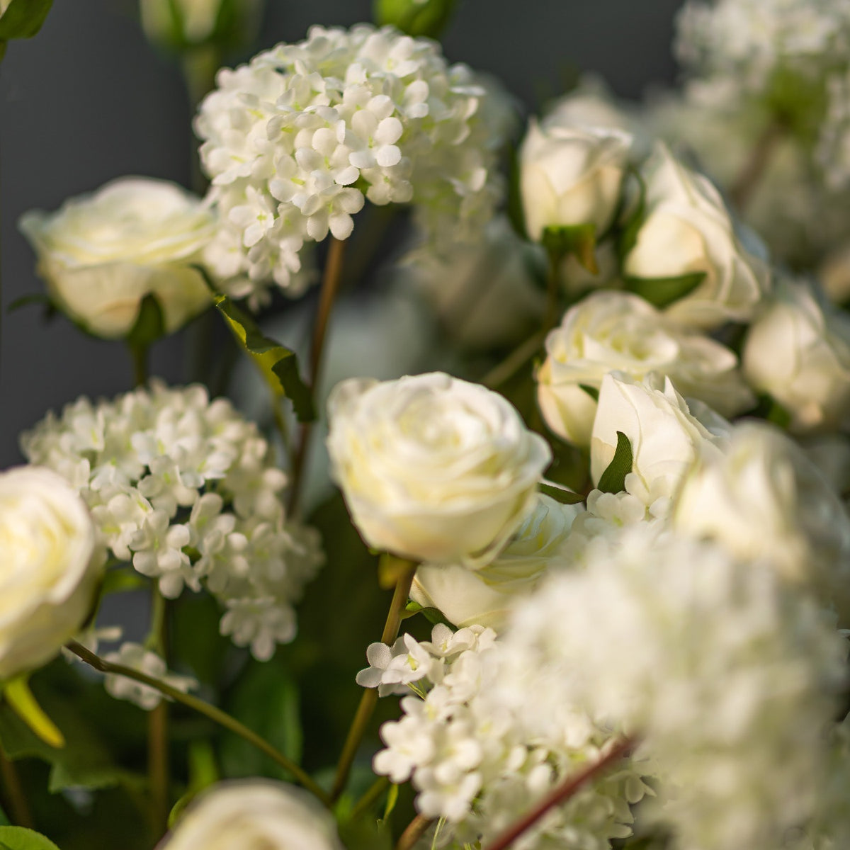 White Viburnum &amp; White Roses arrangement