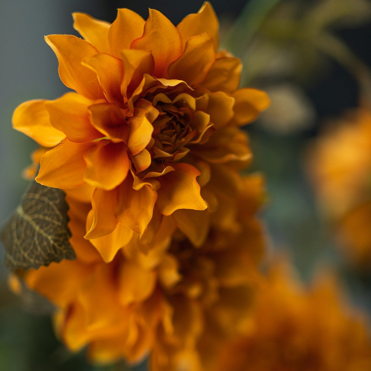 Faux Orange Dahlia Spray Arrangement
