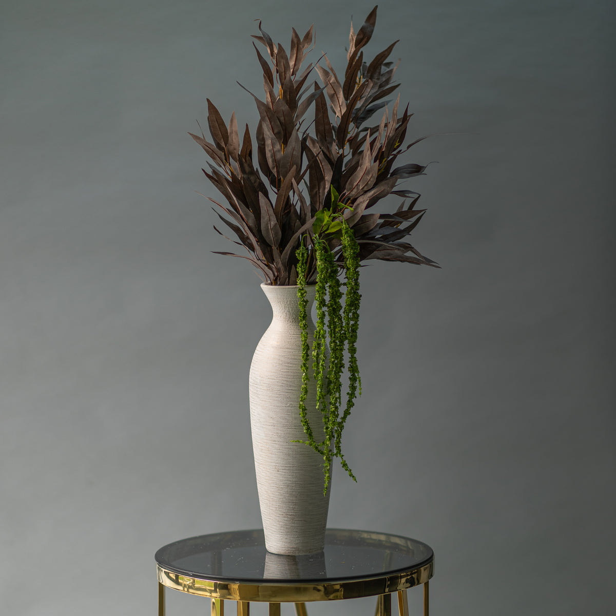 Faux Burgundy Eucalyptus &amp; Green Amaranthus arrangement
