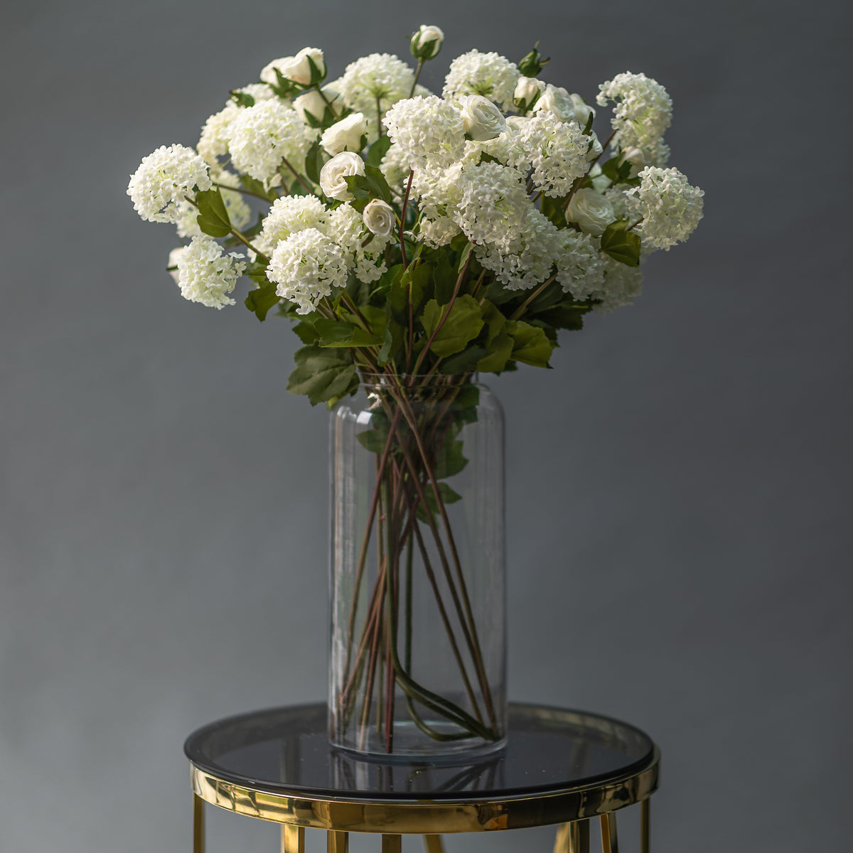 White Viburnum &amp; White Roses arrangement