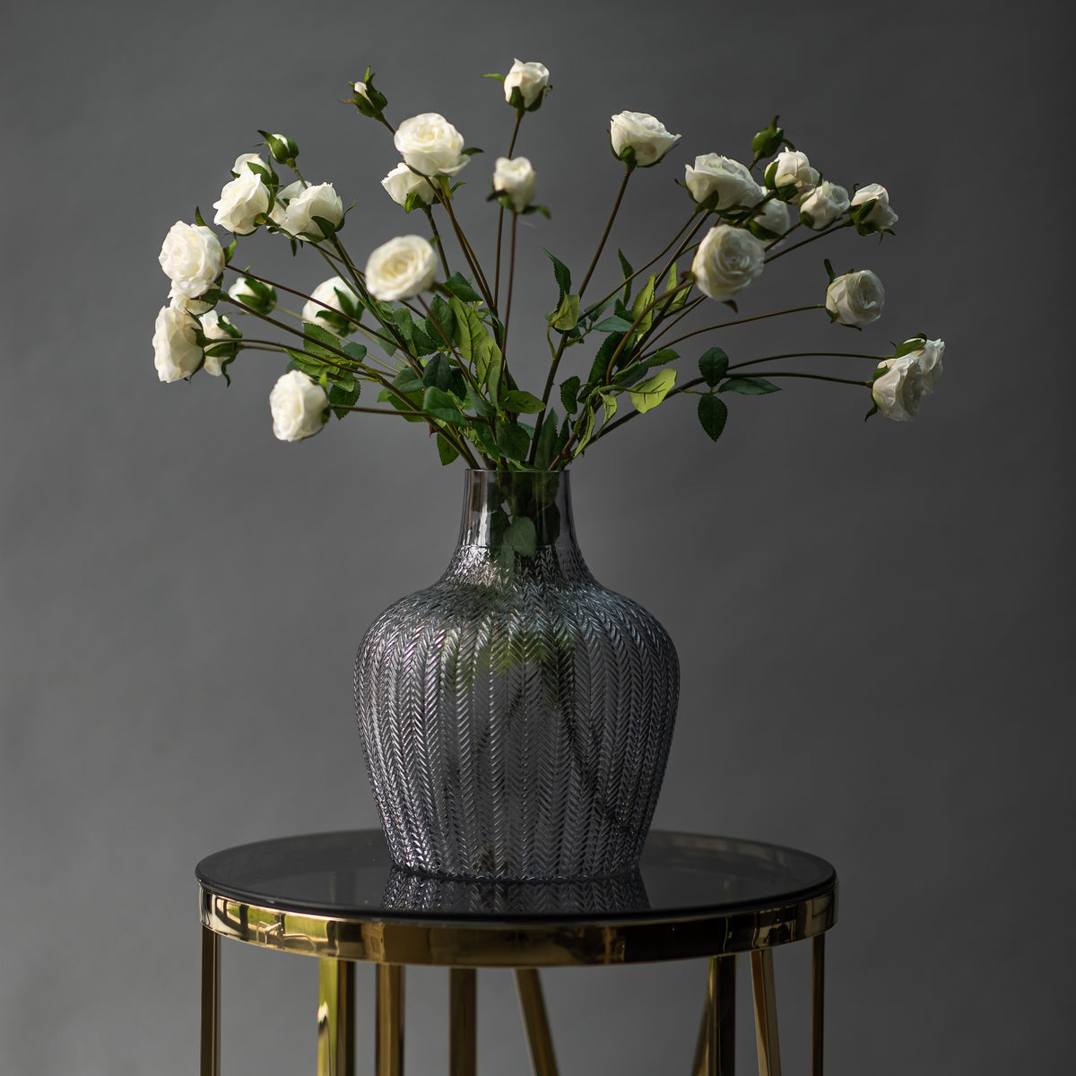 Faux Classic White Rose Spray Arrangement