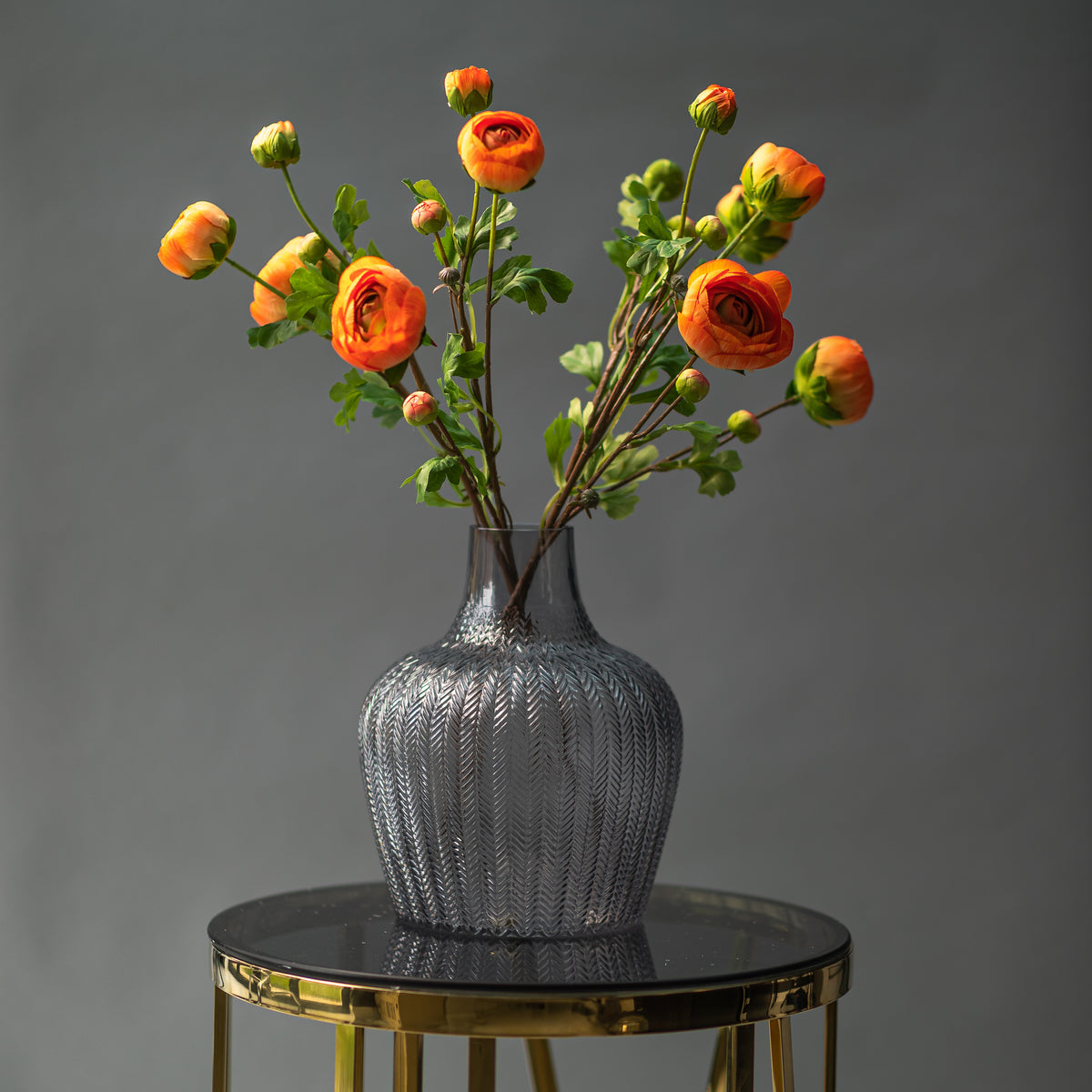 Faux Orange Ranunculus arrangement